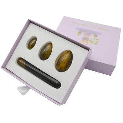 4pcs Tiger Eye Drilled Yoni αυγά και ραβδιά σετ με κουτί τέλειο για διακοπές και πέτρα κολεξιόν γλυπτικής αγάλματος