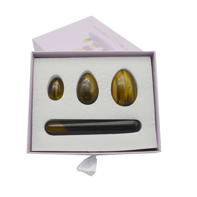 4pcs Tiger Eye Drilled Yoni αυγά και ραβδιά σετ με κουτί τέλειο για διακοπές και πέτρα κολεξιόν γλυπτικής αγάλματος