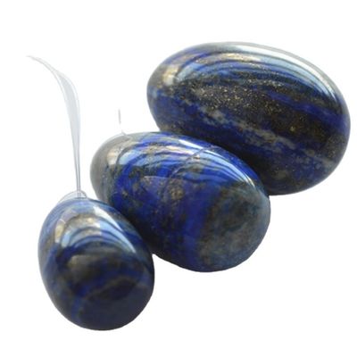 Σετ από 3 Lapis Lazuli πέτρινα αυγά φυσικά αυγά Κέγκελ άσκηση πετράδι jade Yoni αυγά τρυπημένα ή μη τρυπημένα 3 μεγέθη κατασκευασμένα