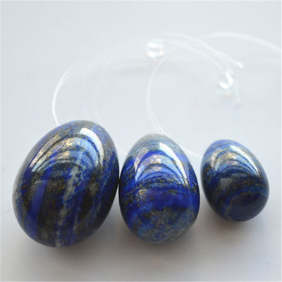 Σετ από 3 Lapis Lazuli πέτρινα αυγά φυσικά αυγά Κέγκελ άσκηση πετράδι jade Yoni αυγά τρυπημένα ή μη τρυπημένα 3 μεγέθη κατασκευασμένα