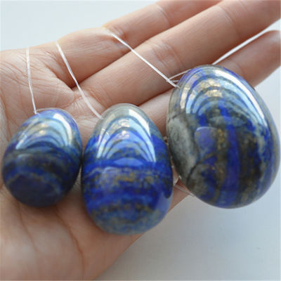 Σετ από 3 Lapis Lazuli πέτρινα αυγά φυσικά αυγά Κέγκελ άσκηση πετράδι jade Yoni αυγά τρυπημένα ή μη τρυπημένα 3 μεγέθη κατασκευασμένα
