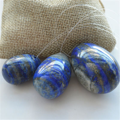 Σετ από 3 Lapis Lazuli πέτρινα αυγά φυσικά αυγά Κέγκελ άσκηση πετράδι jade Yoni αυγά τρυπημένα ή μη τρυπημένα 3 μεγέθη κατασκευασμένα