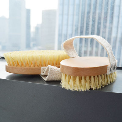 Sisal Bristle ξηρή βούρτσα σώματος για την απολέπιση κυτταρίτιδας και μασάζ ξηρό δέρμα σε χρώμα ξύλου
