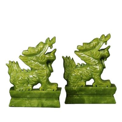 Πράσινος πετράχος Feng Shui χαρακτική φιγούρα ζώο σκαλισμένο κινέζικο έτος Jade Pixiu άγαλμα για Feng Shui ζευγάρι διακόσμησης