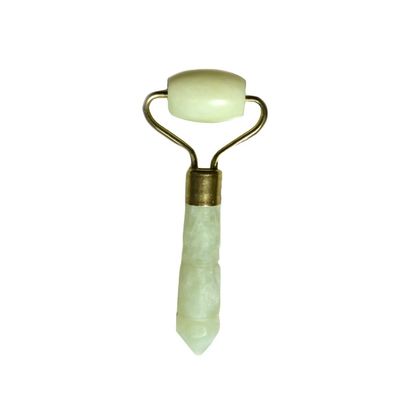 Ασημένιο Mini Jade Stone Face Roller για τα μάτια και το πρόσωπο Anti Aging Massage Φυσικό πράσινο Jade Roller πρόσωπο μασάζ 110 * 55mm
