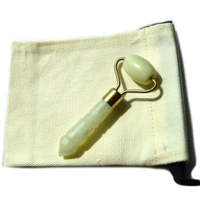 Ασημένιο Mini Jade Stone Face Roller για τα μάτια και το πρόσωπο Anti Aging Massage Φυσικό πράσινο Jade Roller πρόσωπο μασάζ 110 * 55mm
