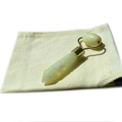 Ασημένιο Mini Jade Stone Face Roller για τα μάτια και το πρόσωπο Anti Aging Massage Φυσικό πράσινο Jade Roller πρόσωπο μασάζ 110 * 55mm