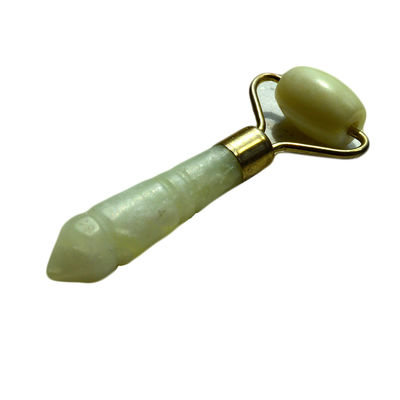 Ασημένιο Mini Jade Stone Face Roller για τα μάτια και το πρόσωπο Anti Aging Massage Φυσικό πράσινο Jade Roller πρόσωπο μασάζ 110 * 55mm