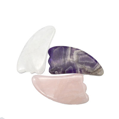 9.5*5.5cm Φυσική πέτρα Gua Sha εργαλείο Ροζ Κουάρτζ/Αμέθιστ/Λευκό Ιάδι εργαλείο μασάζ για μασάζ σώματος