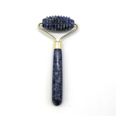 Blue Point Jasper Αθόρυβο μασάζ προσώπου με ρόλο φύσης Jade Roller μασάζ 128 * 58mm λειτουργία πρόσωπο προς τα πάνω μασάζ φύση