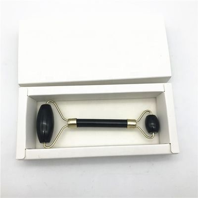 2024 Φυσικό Μαύρο Οψιδιανό Gua Sha Jade Πρόσωπο Guasha Roller Μασάζ για το πρόσωπο και το λαιμό Φροντίδα ομορφιά από το Ασημένιο Μεταλλικό
