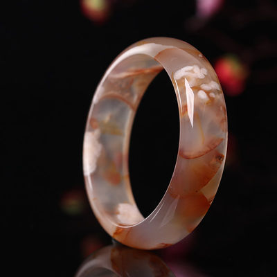 Κοσμήματα Διακόσμηση Φυσικό Sakura Agate Jade βραχιόλι Χαλκιδόνιο Κρυστάλλινο πάγο Μέσα από βραχιόλι Γυναίκες 52-56mm