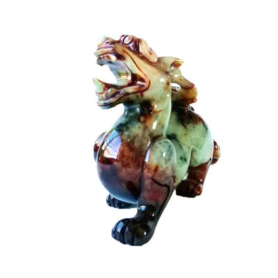 Προσαρμοσμένο σχήμα Χειροποίητο 22cm Jade Pixiu Πράσινο άγαλμα δράκου για τυχερή και κακή πετράδι περιλαμβάνεται