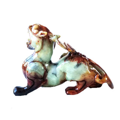 Προσαρμοσμένο σχήμα Χειροποίητο 22cm Jade Pixiu Πράσινο άγαλμα δράκου για τυχερή και κακή πετράδι περιλαμβάνεται