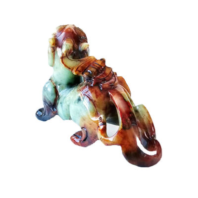 Προσαρμοσμένο σχήμα Χειροποίητο 22cm Jade Pixiu Πράσινο άγαλμα δράκου για τυχερή και κακή πετράδι περιλαμβάνεται