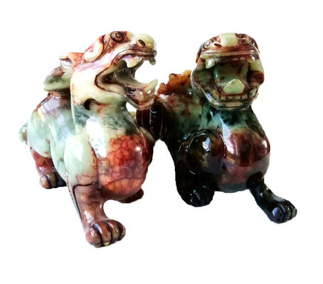 Προσαρμοσμένο σχήμα Χειροποίητο 22cm Jade Pixiu Πράσινο άγαλμα δράκου για τυχερή και κακή πετράδι περιλαμβάνεται