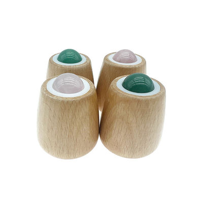 Προσαρμόσιμη μπάλα μασάζ jade ξύλινη λαβή Jade Roller για μασάζ σώματος και λαιμού / προσώπου Gua Sha εργαλείο ανακούφισης από το άγχος