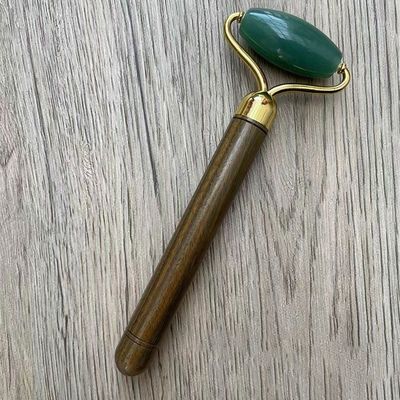 Πράσινο Αβεντουρίνη Jade Face Roller Προστασία δέρματος προσώπου Jade Μασάζ εργαλείο με ξύλινο λαβή για εξατομικευμένο λογότυπο διαθέσιμο