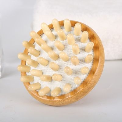 Καφέ σχήμα μανιταριών Μπαμπού Gua Sha Σκαλπί Massage Airbag Comb Wooden Guasha Tool Head Relax Μασάζ Μαλλιά Υγεία Καλλυντική Βούρτσα