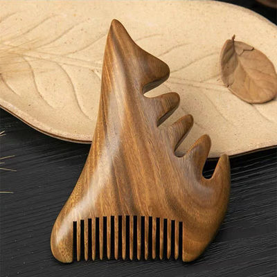 Καφέ φυσικό σανταλόξυλο Gua Sha Γλυκάδα Μασάζ Comb ξύλινο Guasha εργαλείο για το κεφάλι Σώμα χαλαρώστε Μασάζ Μαλλιά Υγεία Φροντίδα ομορφιά
