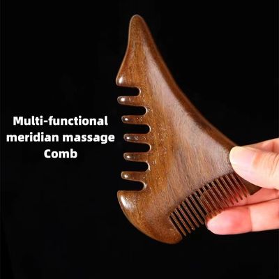 Καφέ φυσικό σανταλόξυλο Gua Sha Γλυκάδα Μασάζ Comb ξύλινο Guasha εργαλείο για το κεφάλι Σώμα χαλαρώστε Μασάζ Μαλλιά Υγεία Φροντίδα ομορφιά