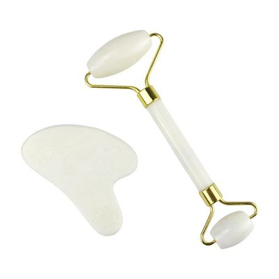 Μασάζ Σώματος Φυσική λευκή πέτρα νεφρίτη Gua Sha Scraping Board Guasha Face Roller Gift Box Set Spa Massage Tool Προστασία του δέρματος Μονάδα ομορφιάς προσώπου