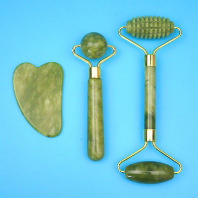 2024 Black Jade Roller Gua Sha Set για μασάζ σώματος και 100% φυσική διπλή φροντίδα προσώπου