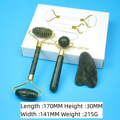 2024 Black Jade Roller Gua Sha Set για μασάζ σώματος και 100% φυσική διπλή φροντίδα προσώπου
