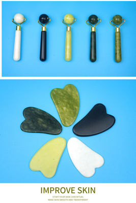 2024 Black Jade Roller Gua Sha Set για μασάζ σώματος και 100% φυσική διπλή φροντίδα προσώπου