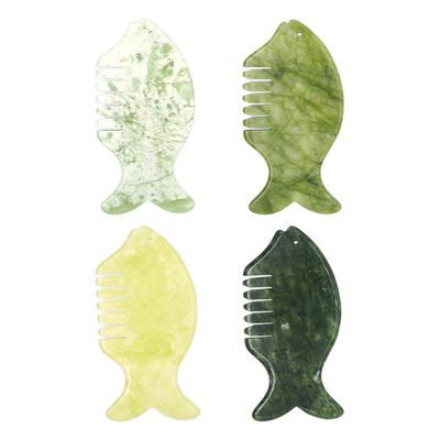 Εξοπλισμός μασάζ κεφαλιού 2024 Προϊόν Xiuyan Jade Comb Guasha Jade Stone Scraping Massage Board σε πράσινο και κίτρινο