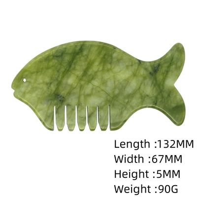 Εξοπλισμός μασάζ κεφαλιού 2024 Προϊόν Xiuyan Jade Comb Guasha Jade Stone Scraping Massage Board σε πράσινο και κίτρινο