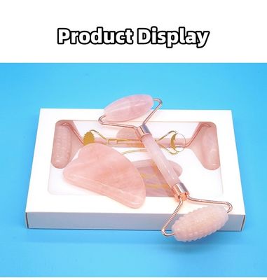 Ροζ Κουάρτζ Gua Sha Face Roller Massage Tool Guasha Stone Body Self Skin Care Spa Αντιγήρανση Ομορφιάς προσώπου Κουτί δώρων σε ροζ