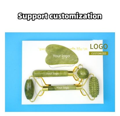 Σώμα Μύες Φυσική πέτρα νεφρίτη Gua Sha Scraping Board Guasha Face Roller Gift Box Τρία κομμάτια Set Spa Massage Tool Προστασία του δέρματος Ομορφιά προσώπου