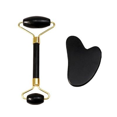 Μασάζ μυών Custom Black Bian Stone Gua Sha Scraping Board Guasha Face Roller Gift Box Set for Spa Skin Care Ρουτίνα