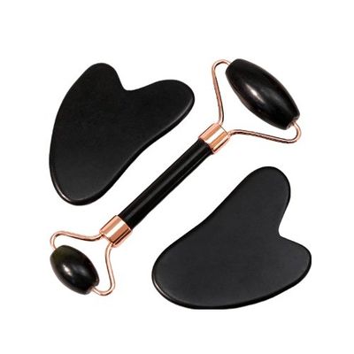 Μασάζ μυών Custom Black Bian Stone Gua Sha Scraping Board Guasha Face Roller Gift Box Set for Spa Skin Care Ρουτίνα