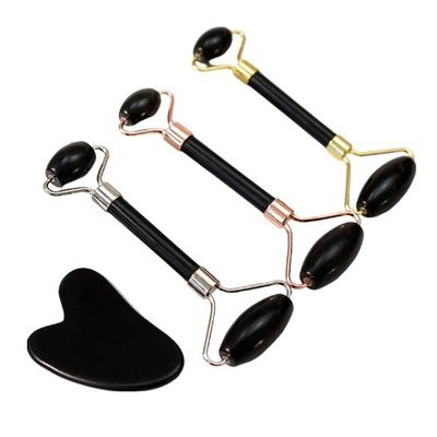 Μασάζ μυών Custom Black Bian Stone Gua Sha Scraping Board Guasha Face Roller Gift Box Set for Spa Skin Care Ρουτίνα