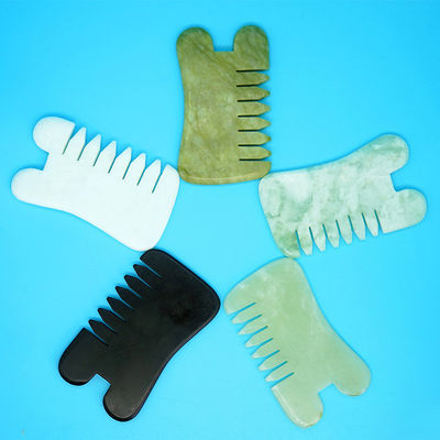 Φυσικό πράσινο Xiuyan Jade Gua Sha Γλυκοδερμική μασάζ Comb Guasha πέτρα κεφάλι μασάζ για τα μαλλιά Υγεία Φροντίδα Σαλόνι ομορφιά εργαλείο