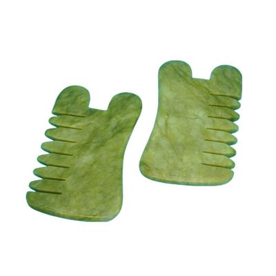 Φυσικό πράσινο Xiuyan Jade Gua Sha Γλυκοδερμική μασάζ Comb Guasha πέτρα κεφάλι μασάζ για τα μαλλιά Υγεία Φροντίδα Σαλόνι ομορφιά εργαλείο