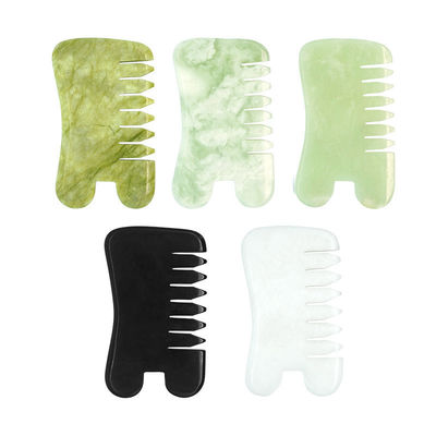 Φυσικό πράσινο Xiuyan Jade Gua Sha Γλυκοδερμική μασάζ Comb Guasha πέτρα κεφάλι μασάζ για τα μαλλιά Υγεία Φροντίδα Σαλόνι ομορφιά εργαλείο