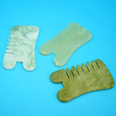 Φυσικό πράσινο Xiuyan Jade Gua Sha Γλυκοδερμική μασάζ Comb Guasha πέτρα κεφάλι μασάζ για τα μαλλιά Υγεία Φροντίδα Σαλόνι ομορφιά εργαλείο