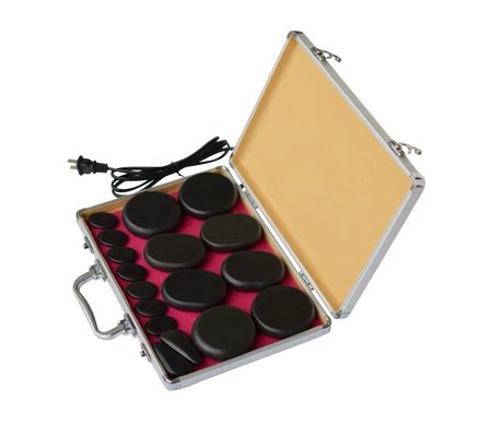 Προσαρμοσμένο λογότυπο Διαθέσιμο στο σπα Hot Stone Massage Essential με 18pcs Basalt Energy Stones και Αλουμινένιο Θερματικό Κουτί
