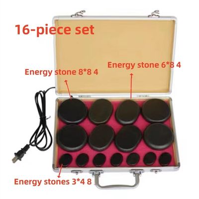 Προσαρμοσμένο λογότυπο Διαθέσιμο στο σπα Hot Stone Massage Essential με 18pcs Basalt Energy Stones και Αλουμινένιο Θερματικό Κουτί