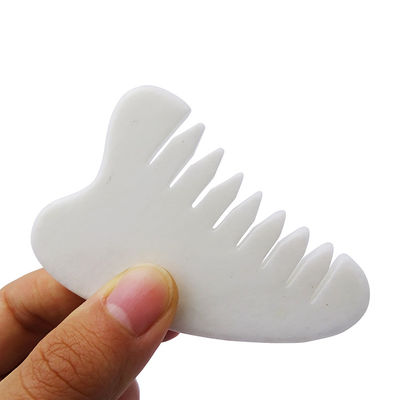 Πλήρης Μασάζ Χώρος Φυσικό Λευκό Xiuyan Jade Comb Gua Sha Εργαλεία Jade Σκαλπί Massager για την ανακούφιση της έντασης της τριχωτής κεφαλής
