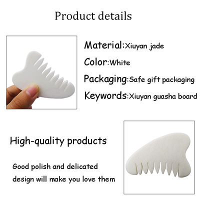 Πλήρης Μασάζ Χώρος Φυσικό Λευκό Xiuyan Jade Comb Gua Sha Εργαλεία Jade Σκαλπί Massager για την ανακούφιση της έντασης της τριχωτής κεφαλής