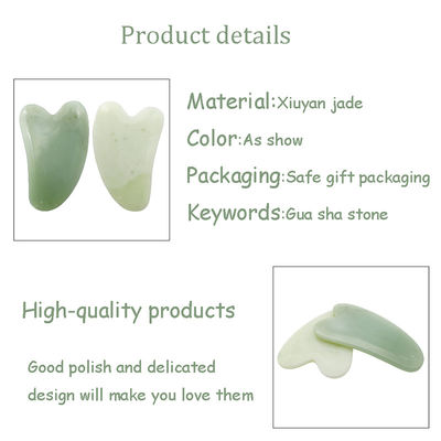 Xiuyan Jade Guasha Board για το πρόσωπο και το σώμα Φροντίδα της επιδερμίδας Σχήμα καρδιάς Gua Sha Μέσο μασάζ για την ανακούφιση των μυϊκών εντάσεων
