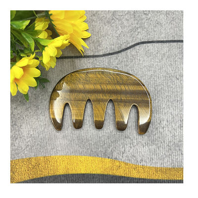 Μεριδίων Φροντίδα Jade Comb Φυσική πέτρα μάτι τίγρης Gua Sha Scraper για μασάζ κεφαλιού και τριχωτής κεφαλής