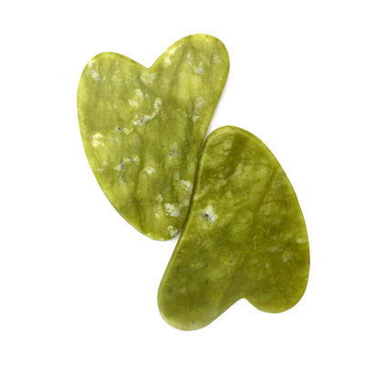 Πράσινο 7.6cm*5.5cm*0.2cm Xiuyan Jade Σχήμα Καρδιάς Πρόσωπο Jade Guasha Μασάζ Ταμπλό Gua Sha Μέσο Μασάζ Για την Υγεία