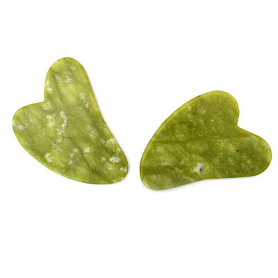 Πράσινο 7.6cm*5.5cm*0.2cm Xiuyan Jade Σχήμα Καρδιάς Πρόσωπο Jade Guasha Μασάζ Ταμπλό Gua Sha Μέσο Μασάζ Για την Υγεία