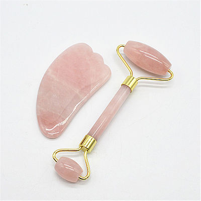 Μασάζ προσώπου και φροντίδα του δέρματος Rose Quartz Gua Sha Set με μήκος 90mm