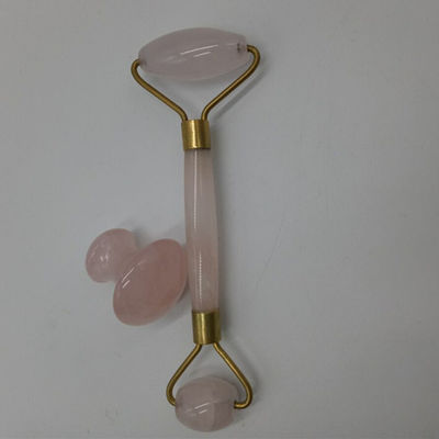 Φυσική φροντίδα Jade Stone Roller Set για το δέρμα του προσώπου μασάζ Gua Sha εργαλείο χαλάρωση αντιγήρανση ρυτίδες-καταπολέμηση ροζ κουάρτς